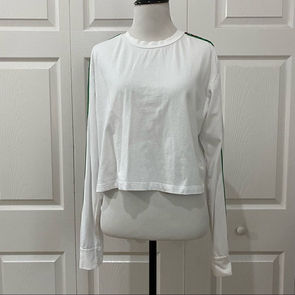 Forever 21 White Cropped Long Sleeve Top True Love
